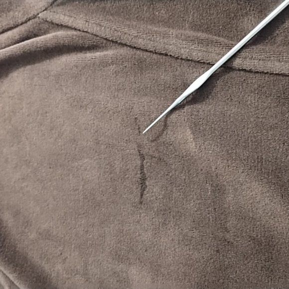 JMS Brown Velour Hooded Jacket Top 1X 16W Detailed Shoulder Pockets Zip Front - Picture 9 of 12